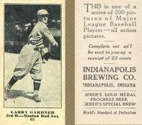 1916 Indianapolis Brewing #65 Larry Gardner Baseball Card