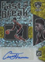 2021 Panini Donruss Optic Fast Break Signatures #FBCTH Cameron Thomas Gold Basketball Card