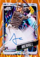2024 Topps Chrome Cosmic Cosmic Chrome Autographs #JM Jackson Merrill Orange Galactic Baseball Card