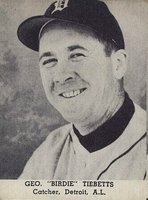 1947 Tip Top Bread # Birdie Tibbetts Correct spell Tebbetts Baseball Card