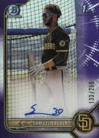 2022 Bowman Chrome Prospect Autographs #CPASZ Samuel Zavala Purple Refractor Baseball Card