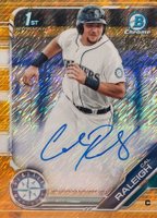 2019 Bowman Chrome Prospects Autographs #CPACR Cal Raleigh Gold Shimmer Baseball Card