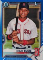 2021 Bowman Chrome Prospects #BCP167 Miguel Bleis Blue Refractor Baseball Card