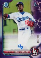 2022 Bowman Chrome Prospect Autographs #CPAEL Eddys Leonard Purple Refractor Baseball Card