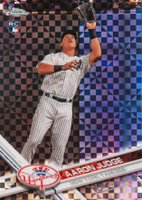 2017 Topps Chrome #169 Aaron Judge Catching-X-Fractor Baseball Card