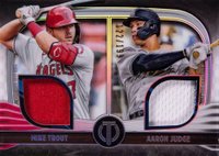 2022 Topps Tribute Dual Relics Dual Player #DR2TJ Aaron Judge/Mike Trout Baseball Card