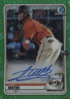 2020 Bowman Chrome Mega Box Autographs #BCMALM Luis Matos Green Refractor Baseball Card