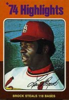 1975 Topps Mini #2 Lou Brock '74 Highlights Baseball Card