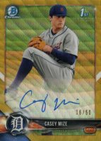 2018 Bowman Draft Chrome Draft Picks Autographs #CDACM Casey Mize Gold Wave Refractor Baseball Card