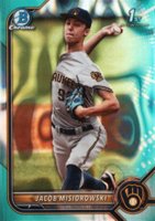2022 Bowman Draft #BDC132 Jacob Misiorowski Chrome-Aqua Lava Refractor Baseball Card