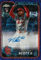 2024 Topps Chrome Update Chrome Baseball Update Series Autographs #ACVIS Victor Scott II Purple Speckle Baseball Card