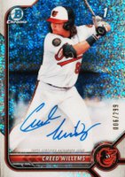 2022 Bowman Chrome Prospect Autographs #CPACW Creed Willems Speckle Refractor Baseball Card