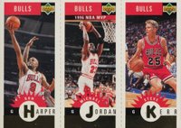 1996 Collector's Choice Chicago Bulls #B1 Harper/Jordan/Kerr Gold Mini-Card Basketball Card