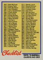 1978 Topps #289 Checklist (243-363) Baseball Card