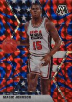 2019 Panini Mosaic #255 Magic Johnson Reactive Blue Basketball Card