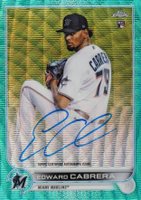 2022 Topps Chrome Rookie Autographs #RAEC Edward Cabrera Aqua Wave Refractor Baseball Card