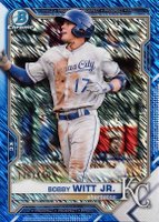 2021 Bowman Chrome Prospects #BCP1 Bobby Witt Jr. Blue Shimmer Refractor Baseball Card