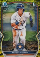 2023 Bowman Chrome Prospects #BCP148 Kenedy Corona Yellow Lunar Crater Refractor Baseball Card