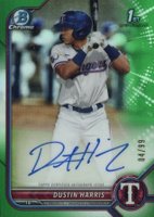 2022 Bowman Chrome Prospect Autographs #CPADHR Dustin Harris Green Refractor Baseball Card