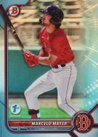 2022 Bowman 1st Edition #BPPF126 Marcelo Mayer Sky Blue Foil Baseball Card