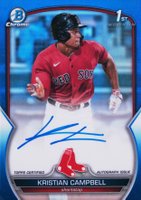 2023 Bowman Draft Chrome Prospect Autograph #CDAKCA Kristian Campbell Blue Refractor Baseball Card