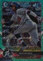 2018 Bowman Prospects Chrome #46 Cristian Pache Aqua Shimmer Refractor Baseball Card