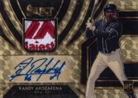 2020 Panini Select Rookie Jersey Autographs #RJARA Randy Arozarena Gold Vinyl 1/1 Baseball Card
