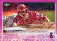 2015 Topps Chrome #51 Mike Trout Sliding-Pink Refractor Baseball Card