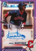 2021 Bowman Chrome Prospect Autographs #CPAAMA Angel Martinez Purple Refractor Baseball Card
