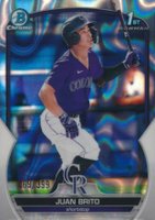 2023 Bowman Chrome Prospects #BCP77 Juan Brito Lava Refractor Baseball Card