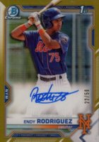 2021 Bowman Chrome Prospect Autographs #CPAER Endy Rodriguez Gold Refractor Baseball Card