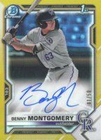 2021 Bowman Draft Chrome Draft Pick Autographs #CDABM Benny Montgomery Gold Refractor Baseball Card
