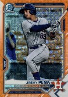 2021 Bowman Chrome Mega Box #190 Jeremy Pena Orange Refractor Baseball Card