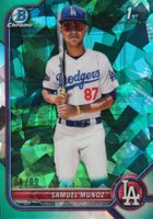 2022 Bowman Chrome Sapphire Edition Prospects #BCP161 Samuel Munoz Aqua Baseball Card