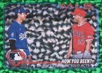 2024 Topps Update #US76 Mike Trout/Shohei Ohtani Green Crackle Foil Board Baseball Card