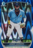 2023 Bowman Chrome Prospects #BCP61 Junior Caminero Blue Raywave Refractor Baseball Card
