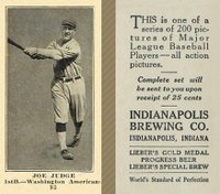 1916 Indianapolis Brewing #93 Joe Judge Baseball Card