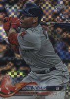 2018 Topps Chrome #25 Rafael Devers Batting-X-Fractor Baseball Card