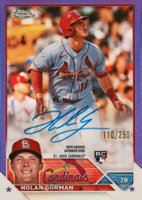 2023 Topps Chrome Rookie Autograph #RANGO Nolan Gorman Purple Baseball Card