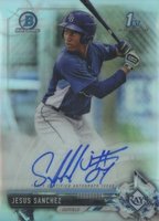 2017 Bowman Chrome Prospect Autograph #JS Jesus Sanchez Refractor Baseball Card
