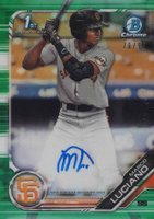 2019 Bowman Prospect Autographs Chrome #ML Marco Luciano Green Refractor Baseball Card