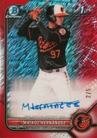 2022 Bowman Chrome Prospect Autographs #CPAMH Maikol Hernandez Red Shimmer Refractor Baseball Card