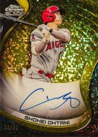 2022 Topps Chrome Black Autographs #SO Shohei Ohtani Gold Mini Diamond Refractor Baseball Card