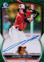 2023 Bowman Chrome Prospect Autographs #CPAJH Jackson Holliday Green Grass Refractor Baseball Card