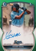 2023 Bowman Chrome Prospect Autographs #CPAXI Xavier Isaac Green Refractor Baseball Card