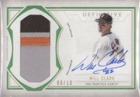 2019 Topps Definitive Collection Definitive Autograph Relic #WC Will Clark Green Baseball Card