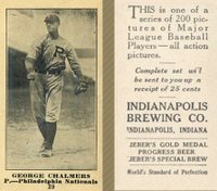 1916 Indianapolis Brewing #29 George Chalmers Baseball Card