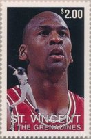 1996 St. Vincent Sports Legends MJ Stamp #MJ Michael Jordan $2 Basketball Card
