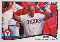2014 Topps #161 Adrian Beltre No Sparkle on Teammate's Belt Baseball Card