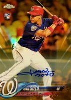 2018 Topps Chrome Update #HMT55 Juan Soto Autograph-Gold Refractor Baseball Card